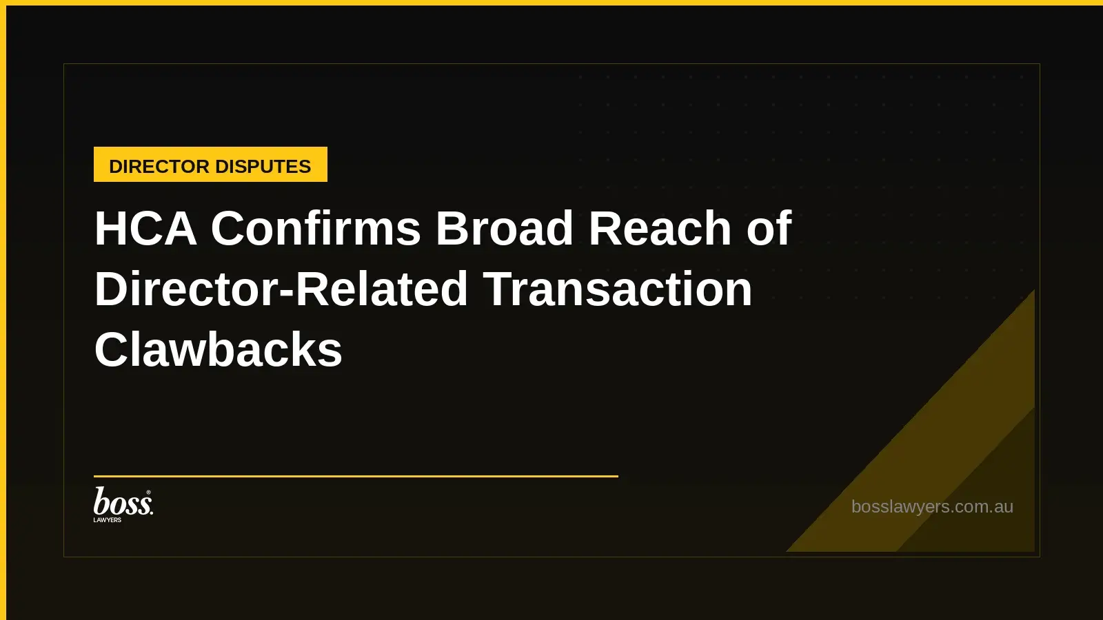 HCA Confirms Broad Reach of DirectorRelated Transaction Clawbacks