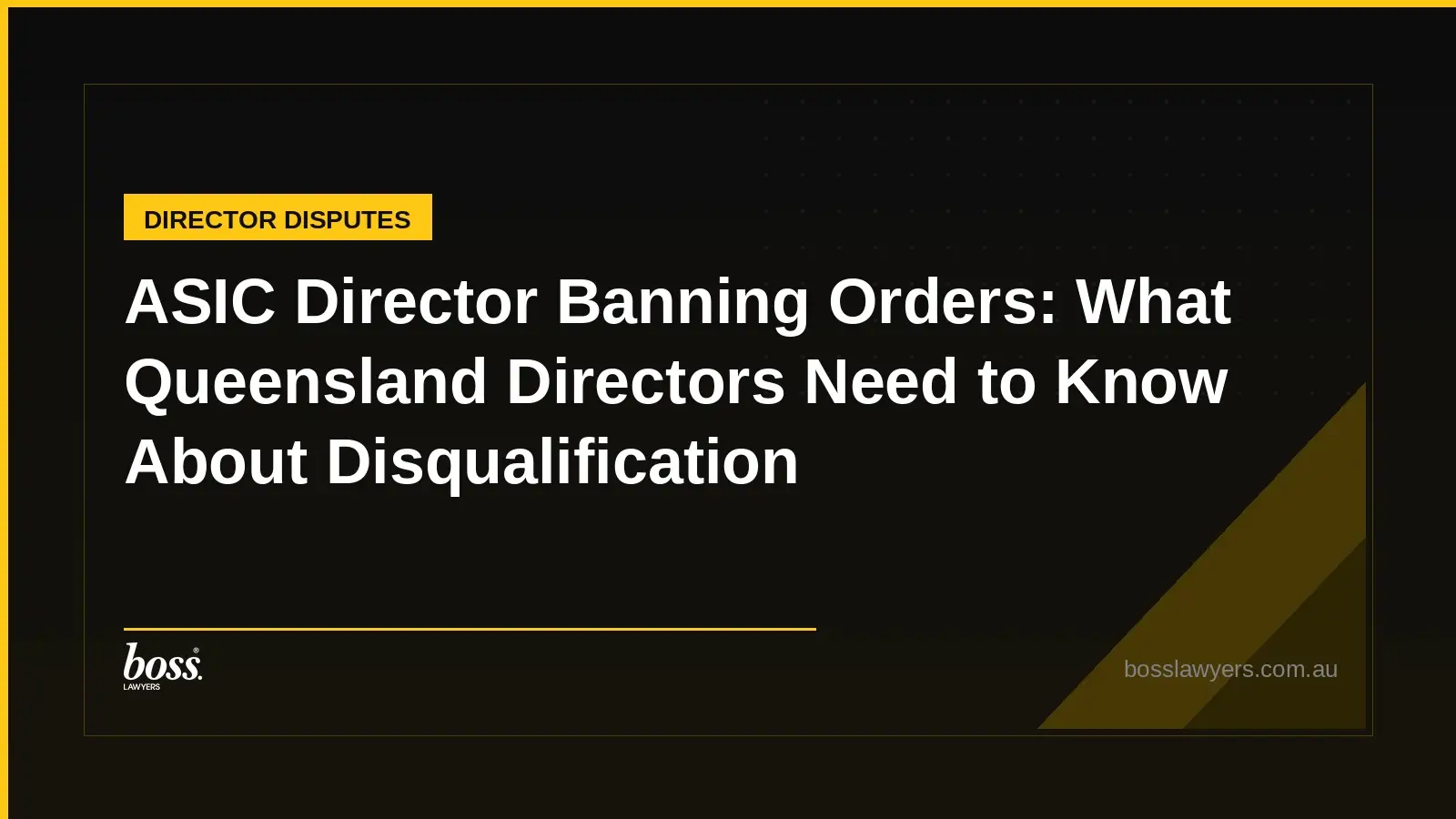 ASIC Director Banning Orders What Queensland Directors Need to Know About Disqualification