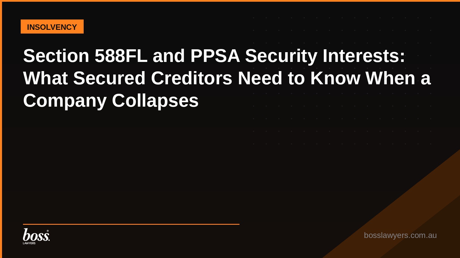 Section 588FL and PPSA Security Interests What Secured Creditors Need to Know When a Company Collapses