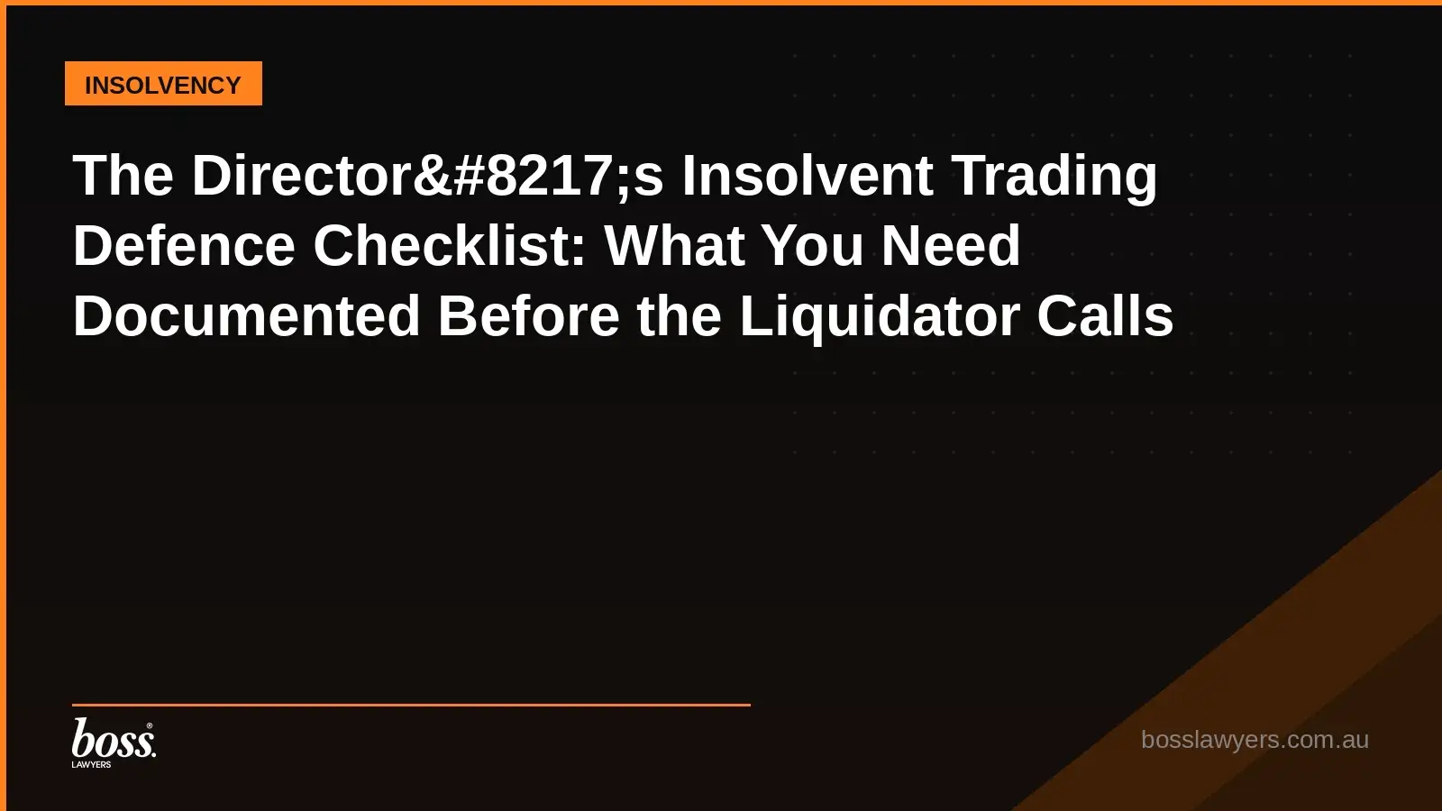 The Director8217s Insolvent Trading Defence Checklist What You Need Documented Before the Liquidator Calls
