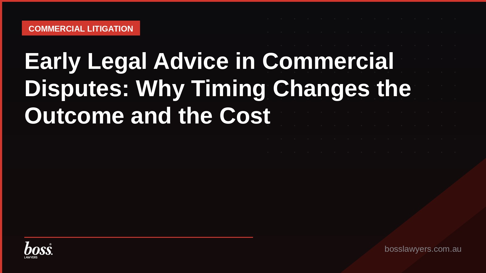 Early Legal Advice in Commercial Disputes Why Timing Changes the Outcome and the Cost