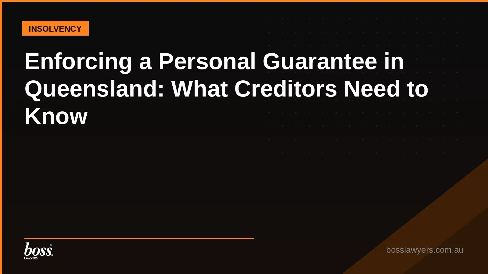 Enforcing a Personal Guarantee in Queensland What Creditors Need to Know