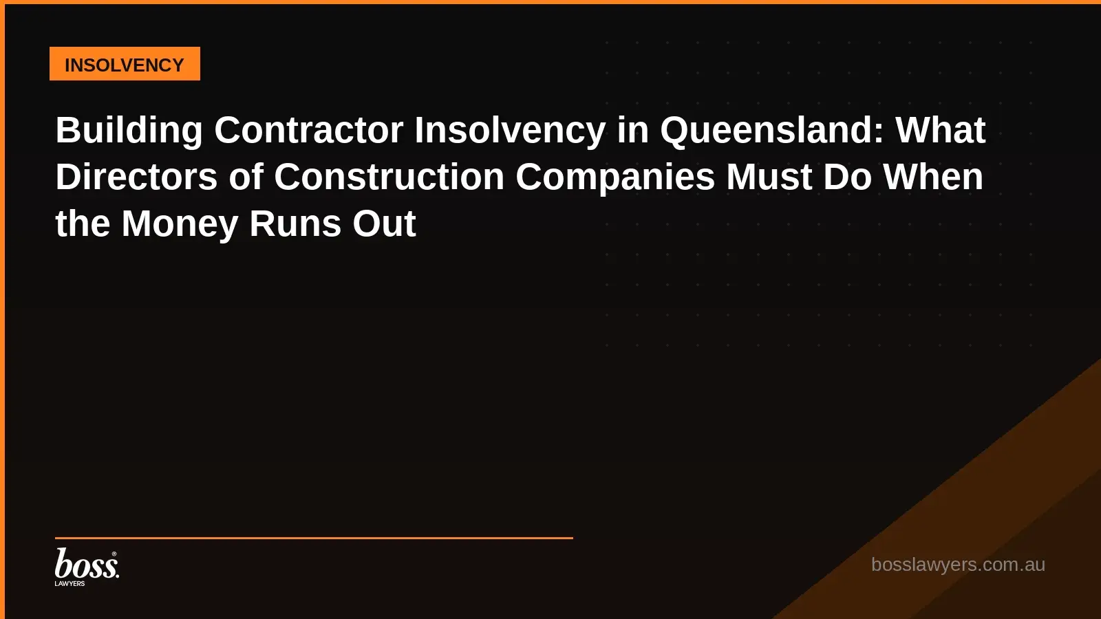 Building Contractor Insolvency in Queensland What Directors of Construction Companies Must Do When the Money Runs Out