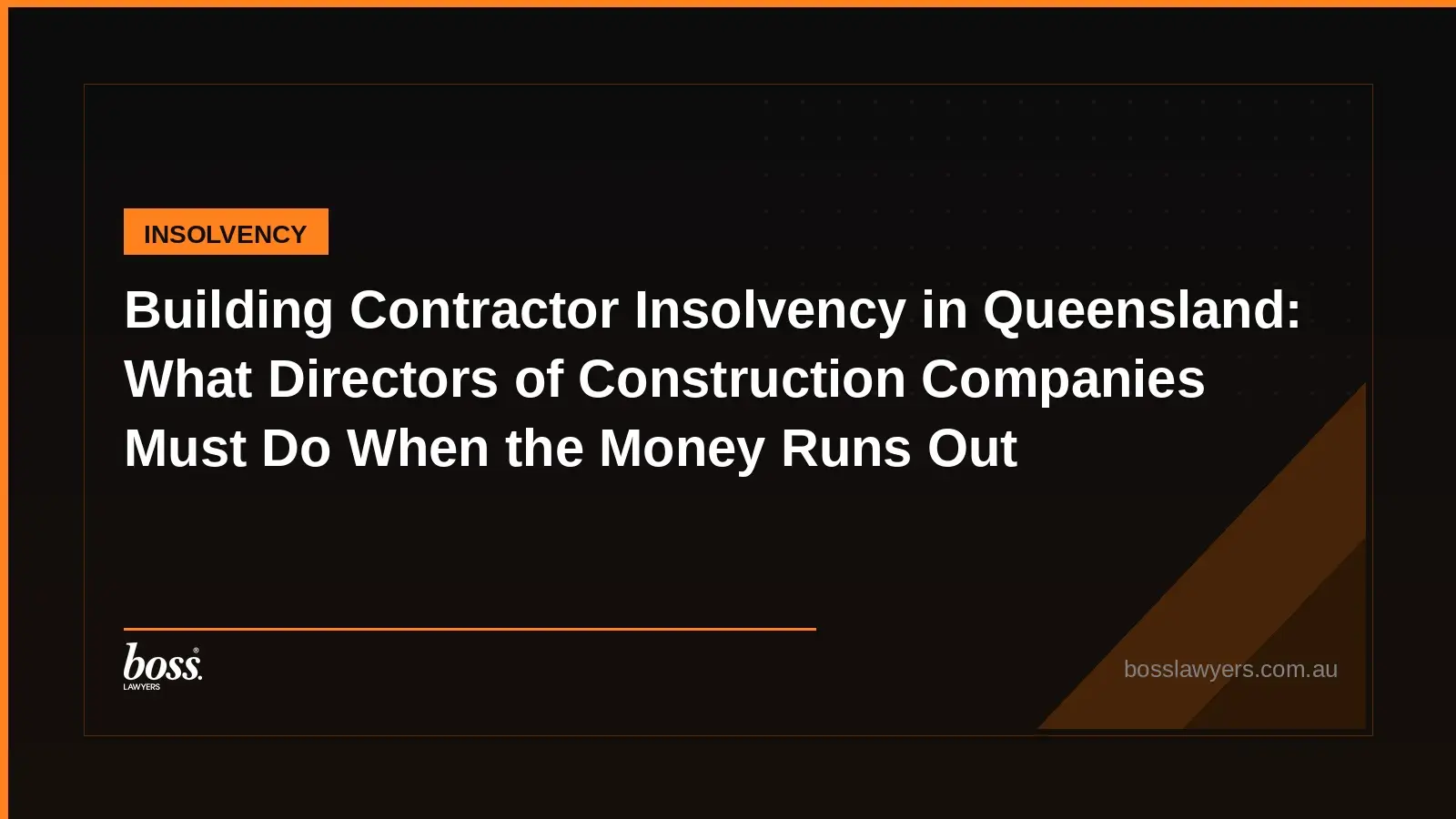 Building Contractor Insolvency in Queensland What Directors of Construction Companies Must Do When the Money Runs Out